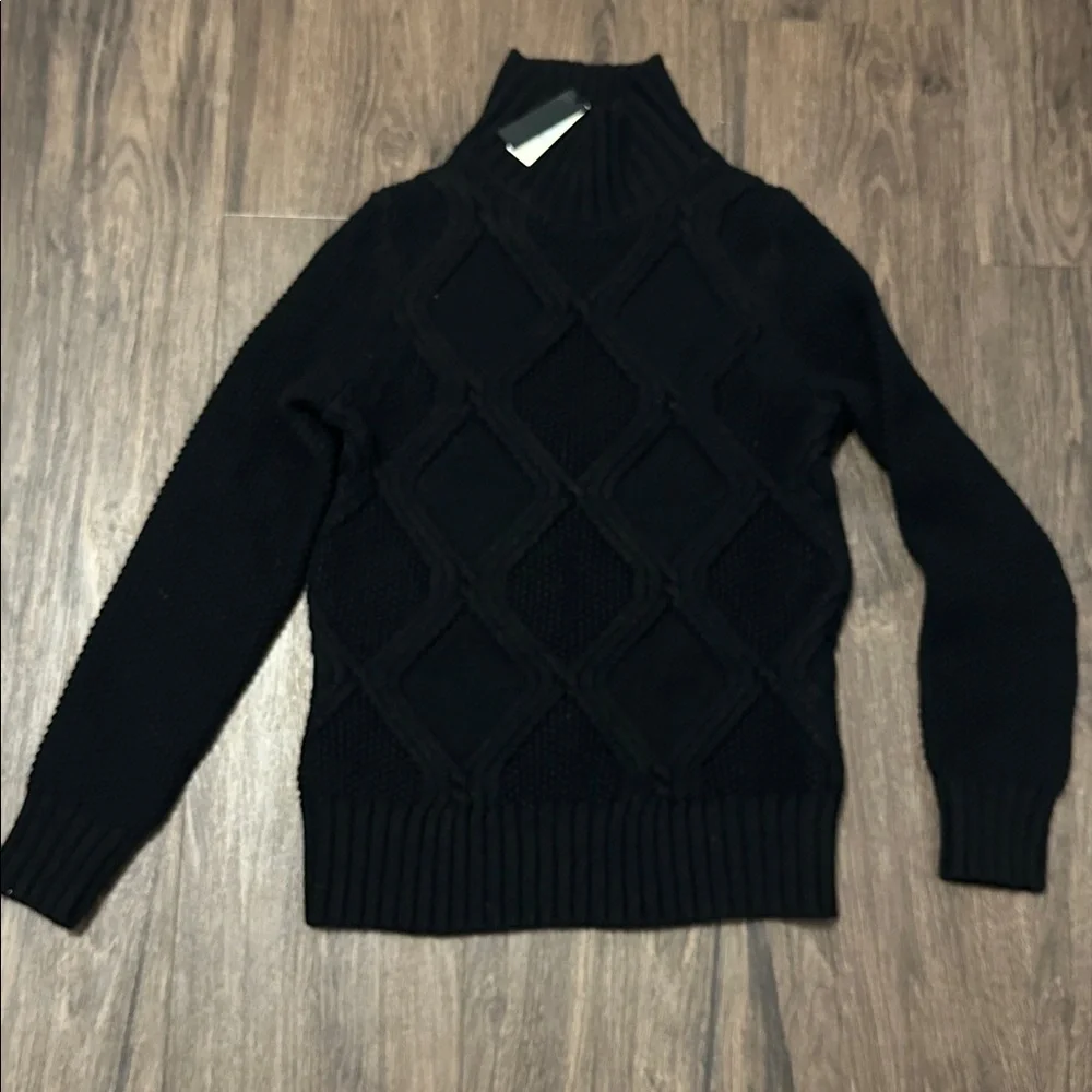 NWT! Banana Republic Black Chubut Cable Knit Sweater - Size Small 🤎